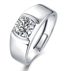 CF Diamond 男戒 莫桑鑽 D色 FL淨度 3EX切工 銀色