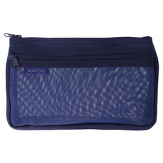 sun-star MATCH柔霧純粹網狀收納筆袋 海軍藍 側邊拉鍊設計 可調整大小 休閒透明感, 1個