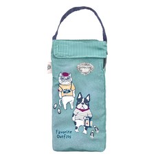 kUSUgURU JAPAN 日本眼鏡貓 超吸水內層便攜式傘套吸水袋/杯套袋 AnimalMode款, 藍綠色, 1個
