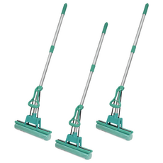 弧形膠棉拖把, 台灣製造, 桿身弧形設計, 可調節拖把桿長度, 695g, 3支