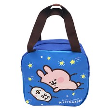 雅迪 卡娜赫拉的小動物方型單層保溫便當袋, 12 x 24 x 20cm, 藍色, 1個