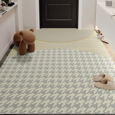 侘寂風 防滑PVC皮革地墊, 120 x 80cm, 白霧門, 1個