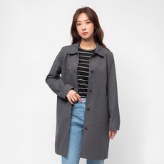 CARET 女士大碼棉質風衣 木炭黑 L