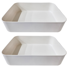 懶角落 整理收納籃 扁款 白色, 34.1 x 26.1 x 8.6cm, 2個