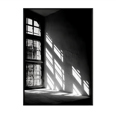 窗影 黑白窗戶光影裝飾畫, 黑色