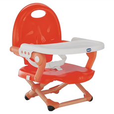 Chicco Pocket snack 攜帶式輕巧餐椅座墊 適用於6個月-3歲 限重15kg 附可調式背帶 三點式安全帶, 攤開36 x 32 x 35.5~49cm 收合36 x 7 x 32cm, 罌粟紅, 1個