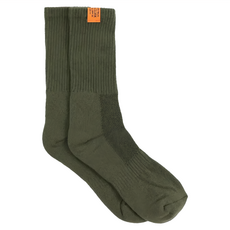 Matchwood Basic Sock 經典布標中筒襪 80%純棉 台灣製造, US8-11(26~29cm), 橄欖綠, 1雙