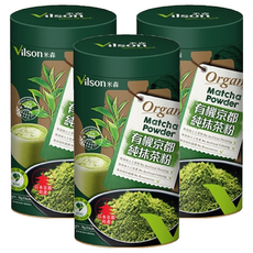 Vilson 米森 有機京都純抹茶粉, 日本京都有機茶園產地直送, 茶職人等級專用極細抹茶粉, 無添加糖粉, 75g, 1罐, 3罐