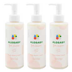 ALOBABY 孕媽咪水感撫紋霜 200ml, 自然植萃配方 高度保濕 產前產後可用, 3瓶