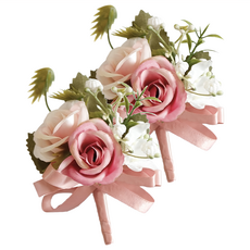 婚禮胸花 Set 2個, PE材質 7*12cm, A款/B款, 奶白色/腮粉色/紫色/粉色/紅色, 1組