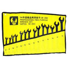 梅開板手 14件組 精品兩用扳手(8~24), 附收納袋, 1組