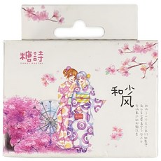 德德小品集 童話夢少女系列 和紙膠帶 易貼好撕除手帳裝飾, 第一季 和風少女 多色, 1盒