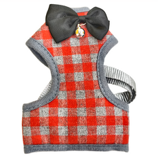 格子胸背衣 犬貓用, 紅格子蝴蝶結胸背衣 (M), 中小型貓咪/狗狗適用, 紅格子, 1件