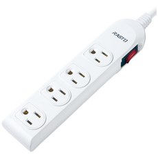 RASTO FE2 一開四插三孔延長線, 1.8m, 白色, 1條