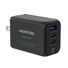GIGASTONE 立達 45W GaN氮化鎵三孔USB-C快速充電器 PD-7451, 黑色, 1個
