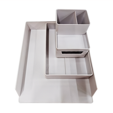 mohe 木暉居家 日式無印風桌面收納盒系列 B款, 白色, 1組