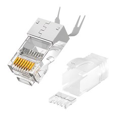山澤 Cat.8 10Gbps 50u 三件式工程級網路水晶頭/RJ45網路頭, 40mm, 透明, 10個