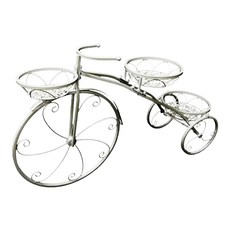 腳踏車鐵藝花盆架 3盆, 82 x 24 x 51cm, 白色, 1組