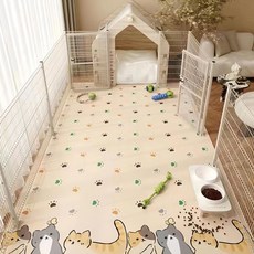 復古花紋PVC 抹净地墊, 120 x 60cm, 貓咪樂園, 1件