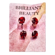 耀眼美人 閃耀紅寶石50分雙鋯石鑽鈦閃耀不銹鋼耳環 4個, 紅寶石