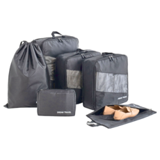 TAILI 太力 旅行夢菱格收納袋雙層拉鏈壓縮袋套組 低調黑, 6件, 1組