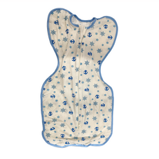 Lion Bear 蝶形包巾, 夏季薄款 竹纖維涼感型包巾 藍色船錨 M號