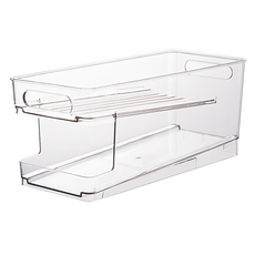 飲料罐收納盒 雙層滾動式 PET材質 冰箱收納, 35.2 x 16.5 x 15cm, 1個