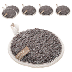 KEYTOSS 詰朵斯 S.Cafe環保咖啡紗 沐浴海棉圓滾邊, 14cm 圓餅型, 深灰色, 6個, 1入