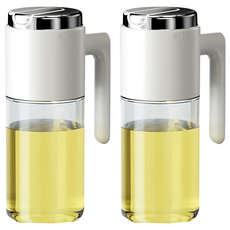 Couselect 不鏽鋼重力自動開合油壺 白色, 500ml, 2個