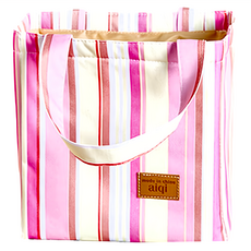 E.City 炫彩直條紋束口保溫收納提袋, 粉色, 21 x 13 x 20cm, 1個
