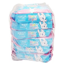適膚克林純水柔濕巾50抽-寶寶濕巾、柔濕巾、外出必備, 6包, 1組