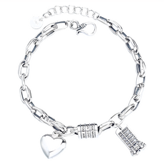 財神小舖 真愛守護算盤手鍊 925純銀材質, SB-1002, 20 x 1.5 x 0.8cm