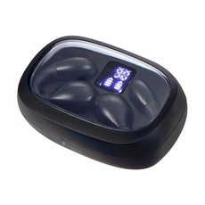 Sunland 夾耳式藍牙耳機 黑色，無線藍牙5.3，360°全景音效，CVC降噪，透明數位顯示, 1盒