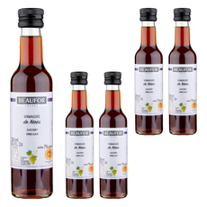 BEAUFOR 堡芙 雪莉醋，法國最大酒醋集團，傳統配方調和，7%酸度，適用於醬料調製、醃漬、蔬菜，250ml, 5瓶