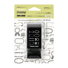 日本 MIDORI 迴轉印章 附印台 裝飾 35587, 黑色, 1個