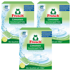 Frosch 德國小綠蛙 碗盤光亮洗碗錠, 三效合一環保, 檸檬清香, 50顆, 3盒