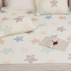 BUHO 布歐 沁透涼爽可水洗抗菌乳膠涼墊枕套3件組, 涼感墊 + 枕套 2個, 彩色星糖