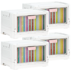 小麥購物 摺疊收納箱 B011 869g, 4個, 薄櫻粉