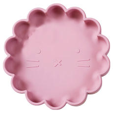 CUTOPIA 矽膠動物餐盤 食品級矽膠安全無毒 耐溫範圍-40°C~220°C, 17.5 x 3cm, 派派獅 粉色, 1個