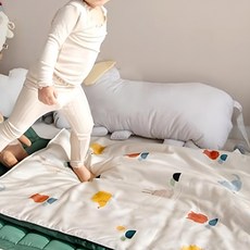 juho DECO 兒童純棉睡袋 附收納袋, 森林動物 白色, 1組