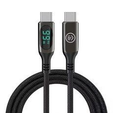 aibo 真 極速 PD100W 顯示數據 Type-C快速充電傳輸線, 1m, 1條, 黑色