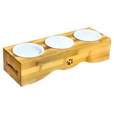 Catfeet 方形三碗小陶瓷碗, 竹架陶瓷, 42.2x14x12.2cm, X-03-01, 1個