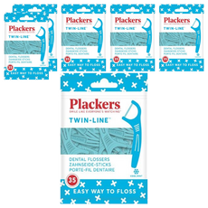plackers 派樂絲 雙線倍潔亮白牙線棒 清涼薄荷口味, 7.8cm, 35支, 6包