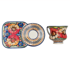 波蘭陶 Cerraf 花茶杯 + 點心盤 200ml, BNV40, 1組