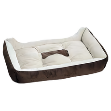 萌貝貝 四季通用 超柔軟加厚寵物床, 超大(80 x 60 x 15cm), 米色, 1個