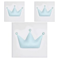 vanibaby 可裁切3D立體防撞壁貼組, 白底藍王冠, 3片