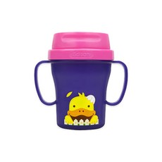 Edison 愛迪生 TwoWay防漏杯, 可愛動物握把水杯, 附防塵透明杯蓋, 鴨子Pu, 250ml, 1個