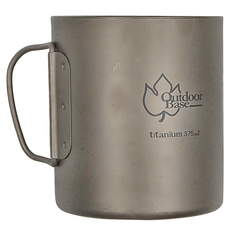 Outdoor Base 野夫炊煙 D把 375ml 純鈦雙層隨行杯 附收納網袋, 銀色, 1個