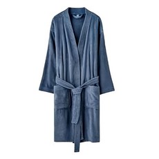 理享家 五星飯店指定款 高品質純棉七分袖浴袍 L(120 x 60cm) 孔雀藍, 1條