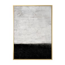 黑白抽象畫 獨白II 70 x 50cm 臥房 金色 PS環保樹脂框 + 油畫布 + 松木內框